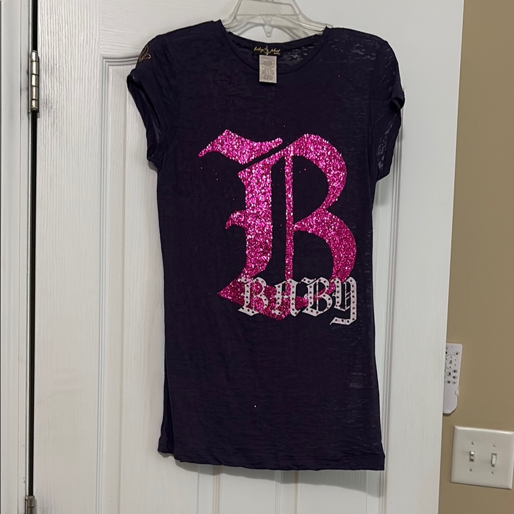 Baby Phat Purple Tee with Pink Glitter Logo